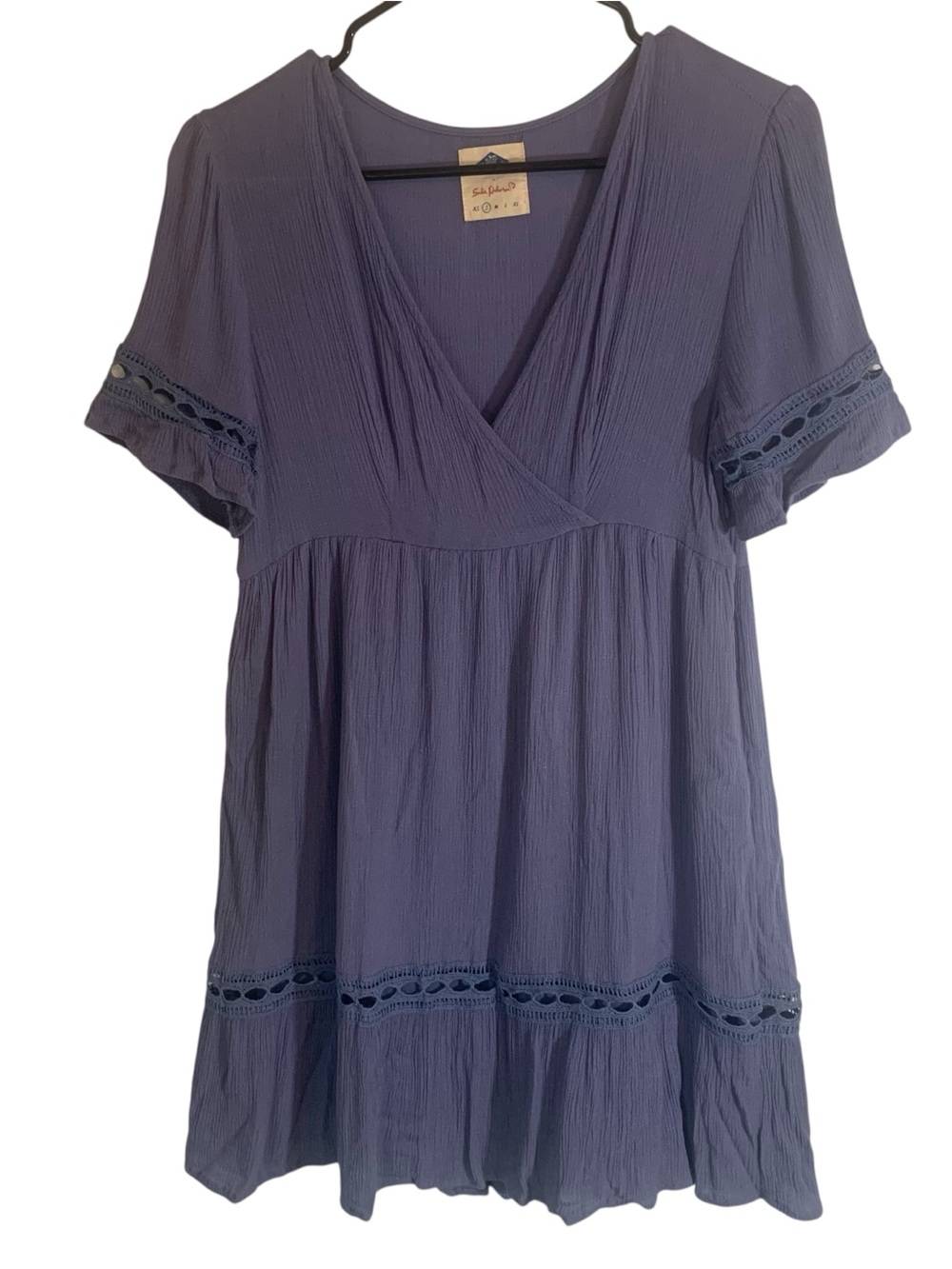 Women’s Blue Short Sleeve Midi Dress Wild Blue Ladies Size Small Coastal